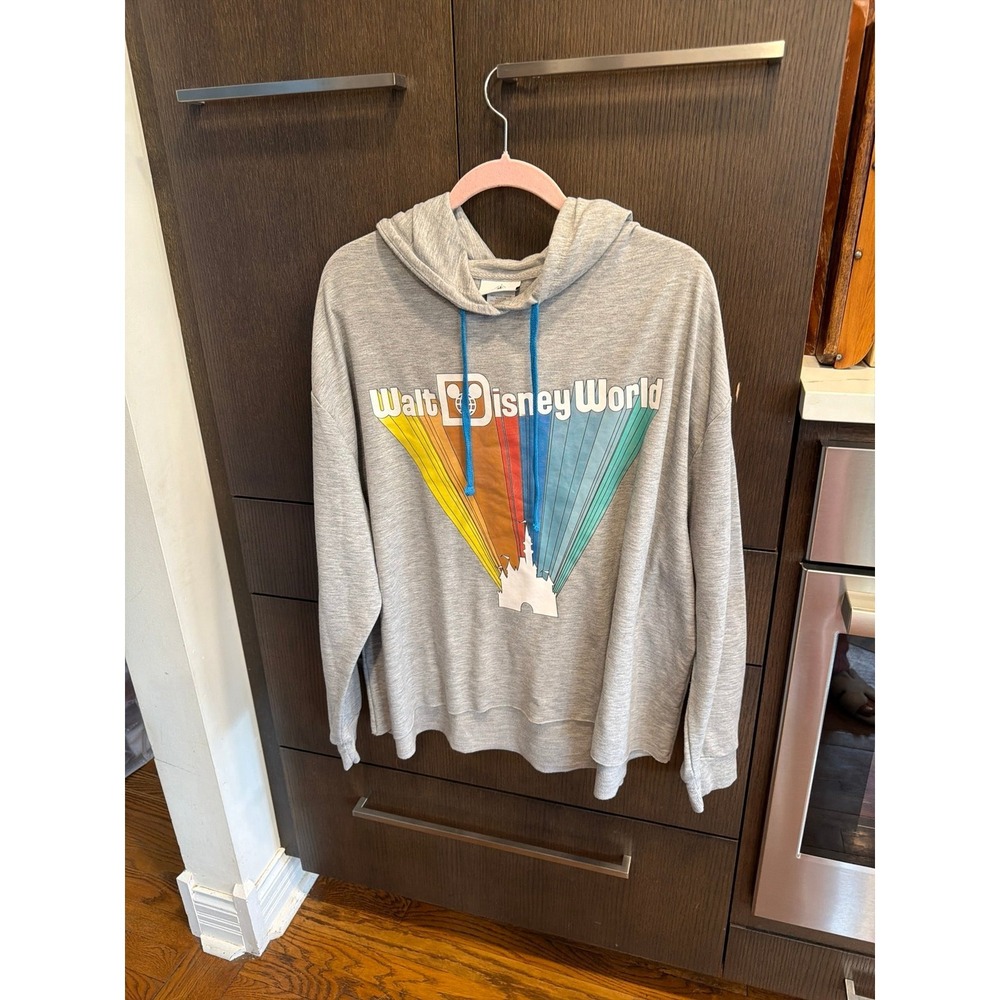 Walt Disney World Hooded‎ Castle Rainbow Long Sleeve Sweatshirt Size IXL